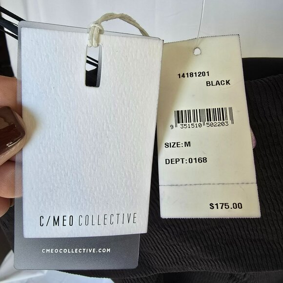 NWT C/Meo Collective Black Strapless Ribbed Dress Size M - Picture 6 of 7